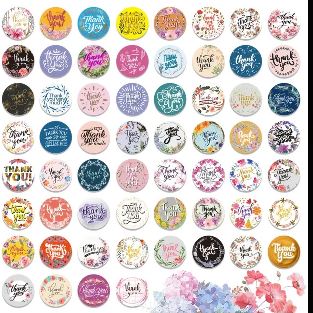 Thank You Stickers Roll 500 6 rolls assorted